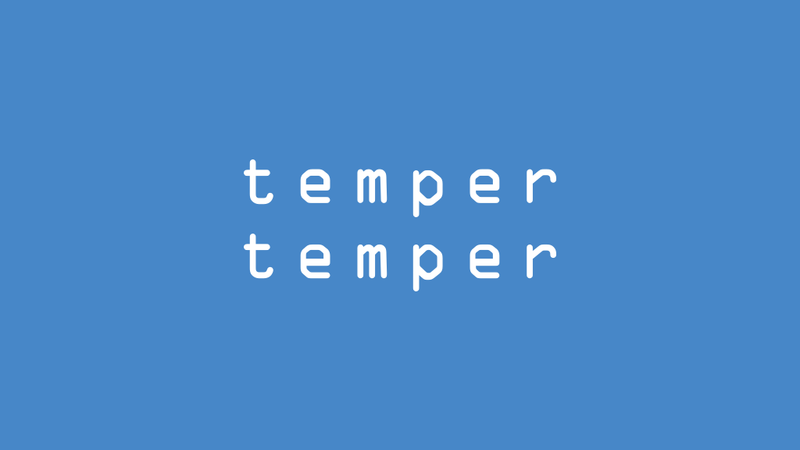 The original tempertemper logo, using OCR-A in white against a blue background